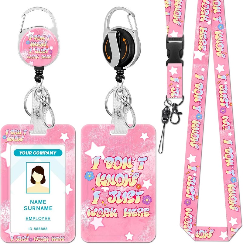 Hancynir Lanyards for Id Badges, Cute Funny Badge Holder with Retractable Reel Clip, Work Name Tags Keychain Lanyard ID Card Protector Cover Case for Women Teacher Nurse Nursing Doctor Office - Image 1